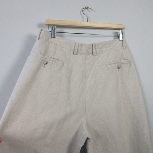Club Room Pleated Dress Pants Men 33 Beige Linen Trouser Casual Work Office 490 - Picture 7 of 16